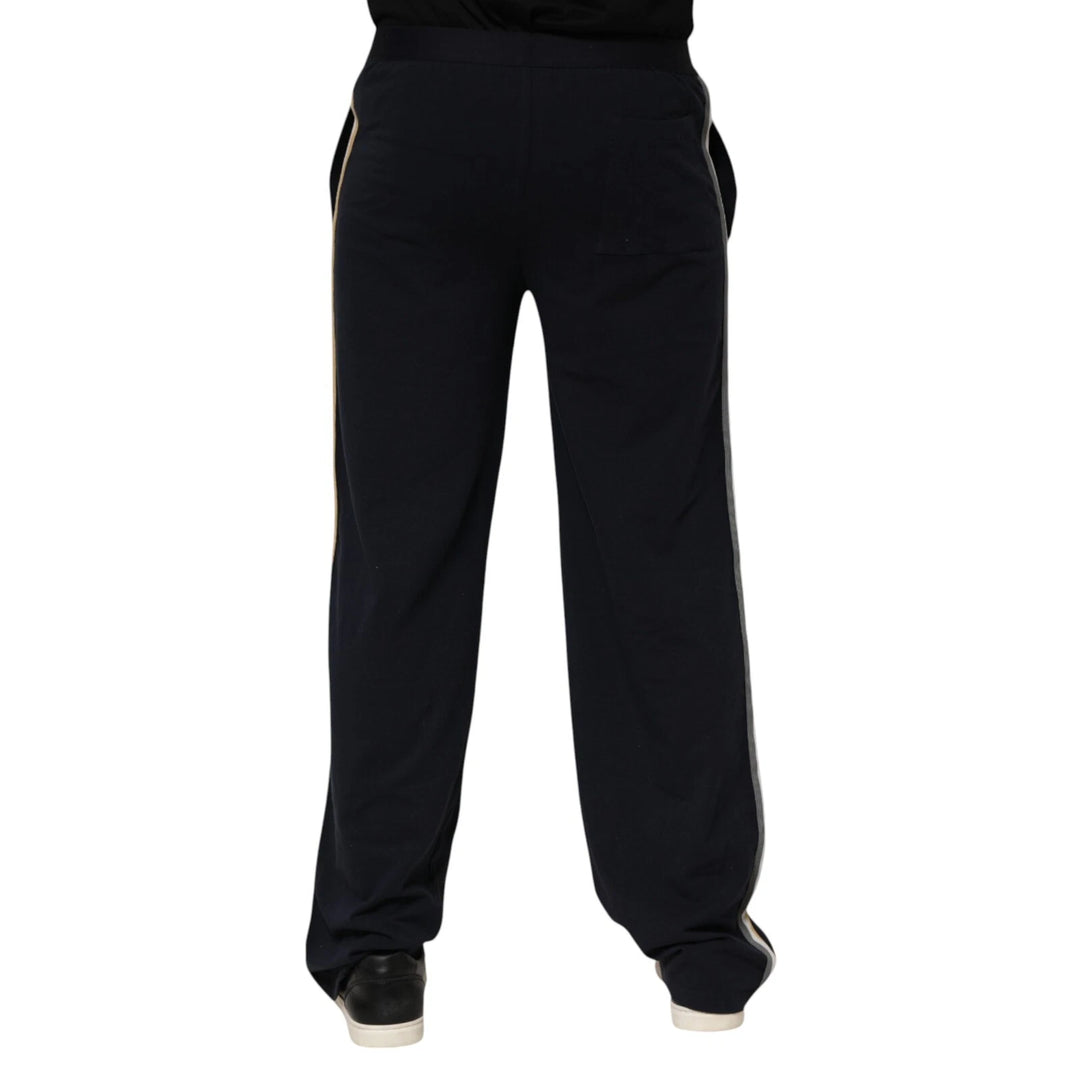 Black Modal Spandex Straight Logo Trouser Pants