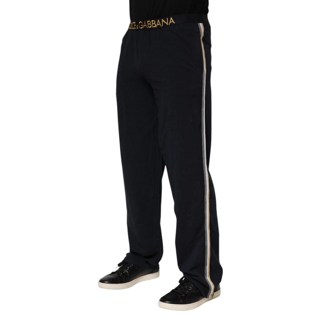 Black Modal Spandex Straight Logo Trouser Pants