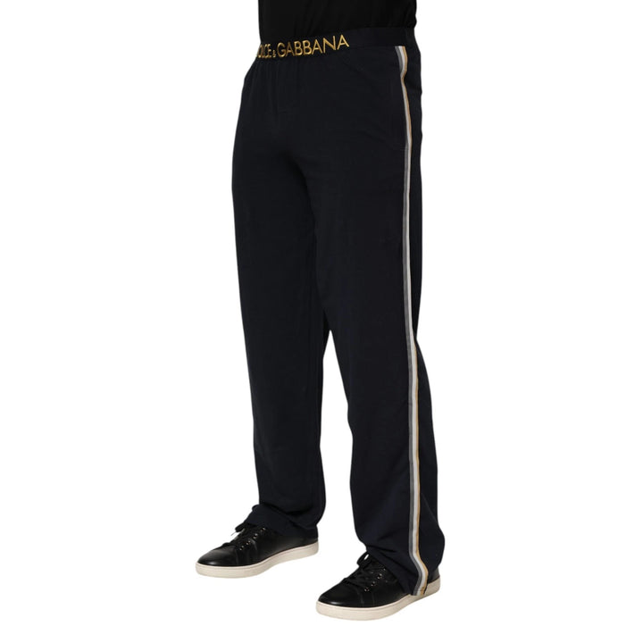 Black Modal Spandex Straight Logo Trouser Pants