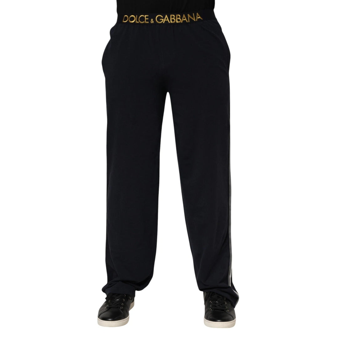 Black Modal Spandex Straight Logo Trouser Pants