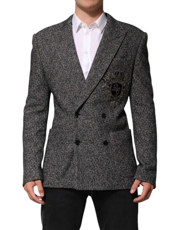 Black White Double Breasted Men Suit Blazer