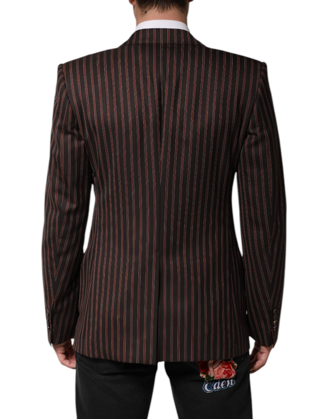 Black Brown Stripe Single Breasted Blazer