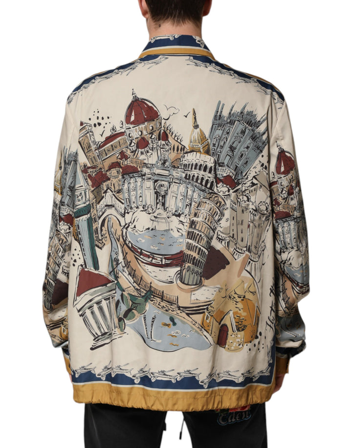 Multicolor Italian Motif Men Bomber Jacket