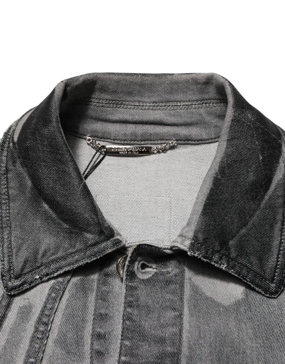 Gray Washed Cotton Stretch Denim Jacket