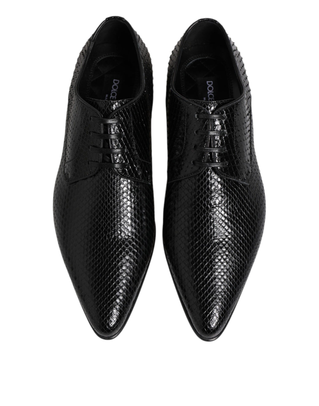 Black Exotic Leather Lace Up Derby Shoes