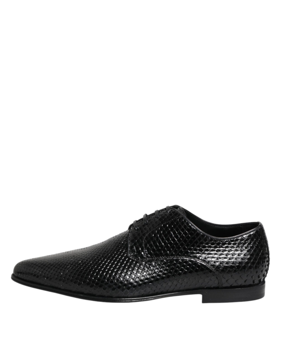 Black Exotic Leather Lace Up Derby Shoes