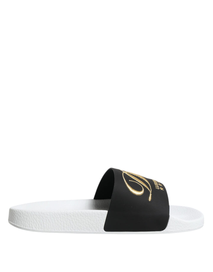 White Black Leather Sandals Beachwear Shoes