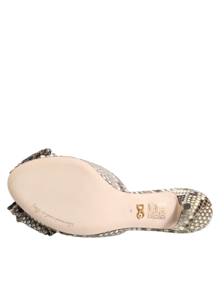 Multicolor Keira Bow Leather Peep Toe Mules Shoes