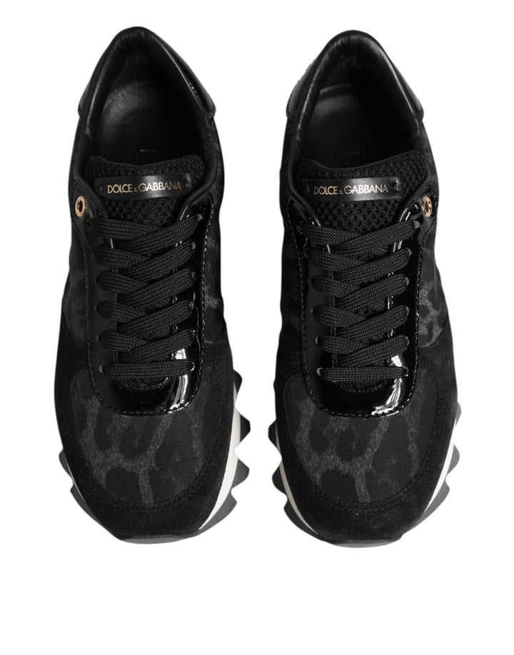 Black Gray Leopard Low Top Sneakers Shoes