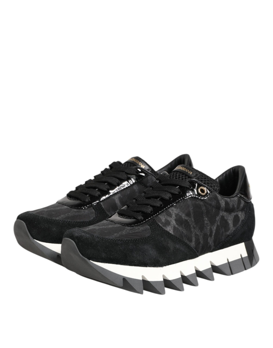 Black Gray Leopard Low Top Sneakers Shoes