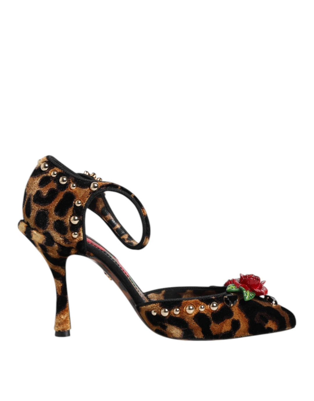 Brown Leopard Crystal Roses Pumps Shoes