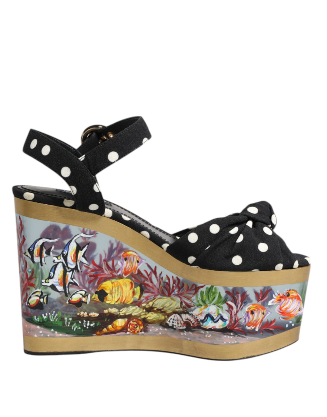 Multicolor Fish Polka Dot Wedge Sandals Shoes