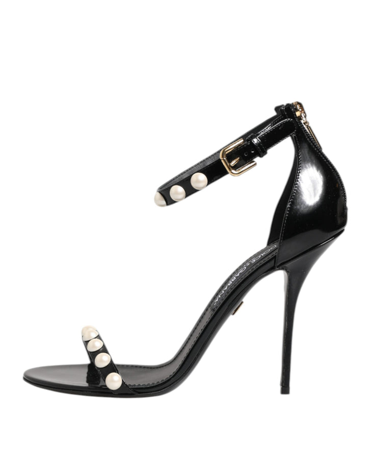 Black KEIRA Pearl Embellished Sandals Shoes