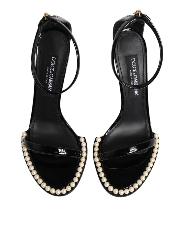 Black KEIRA Pearl Embellished Sandals Shoes
