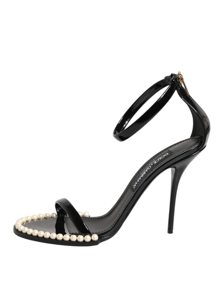 Black KEIRA Pearl Embellished Sandals Shoes