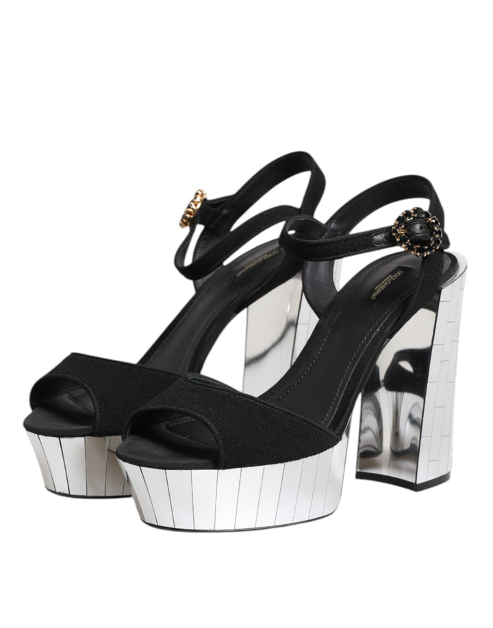 Black Crystal Ankle Strap Keira Sandal Shoes