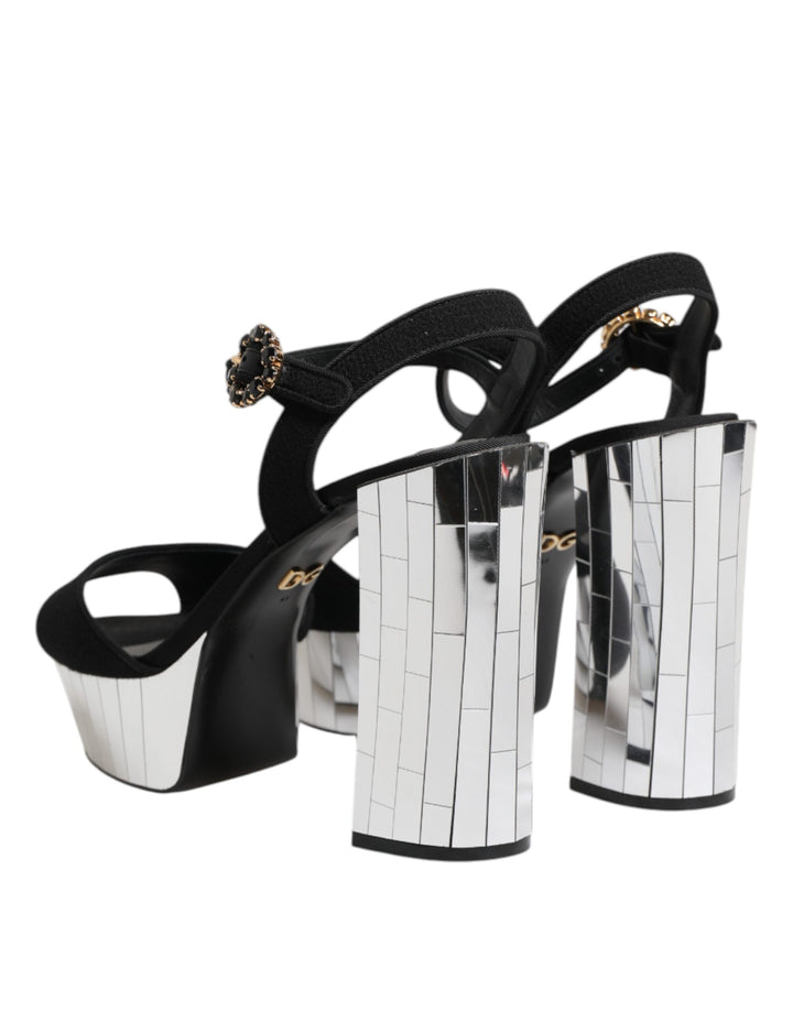 Black Crystal Ankle Strap Keira Sandal Shoes