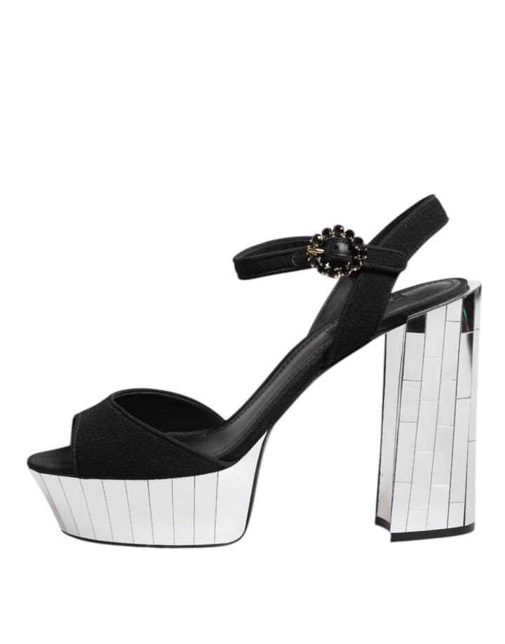 Black Crystal Ankle Strap Keira Sandal Shoes