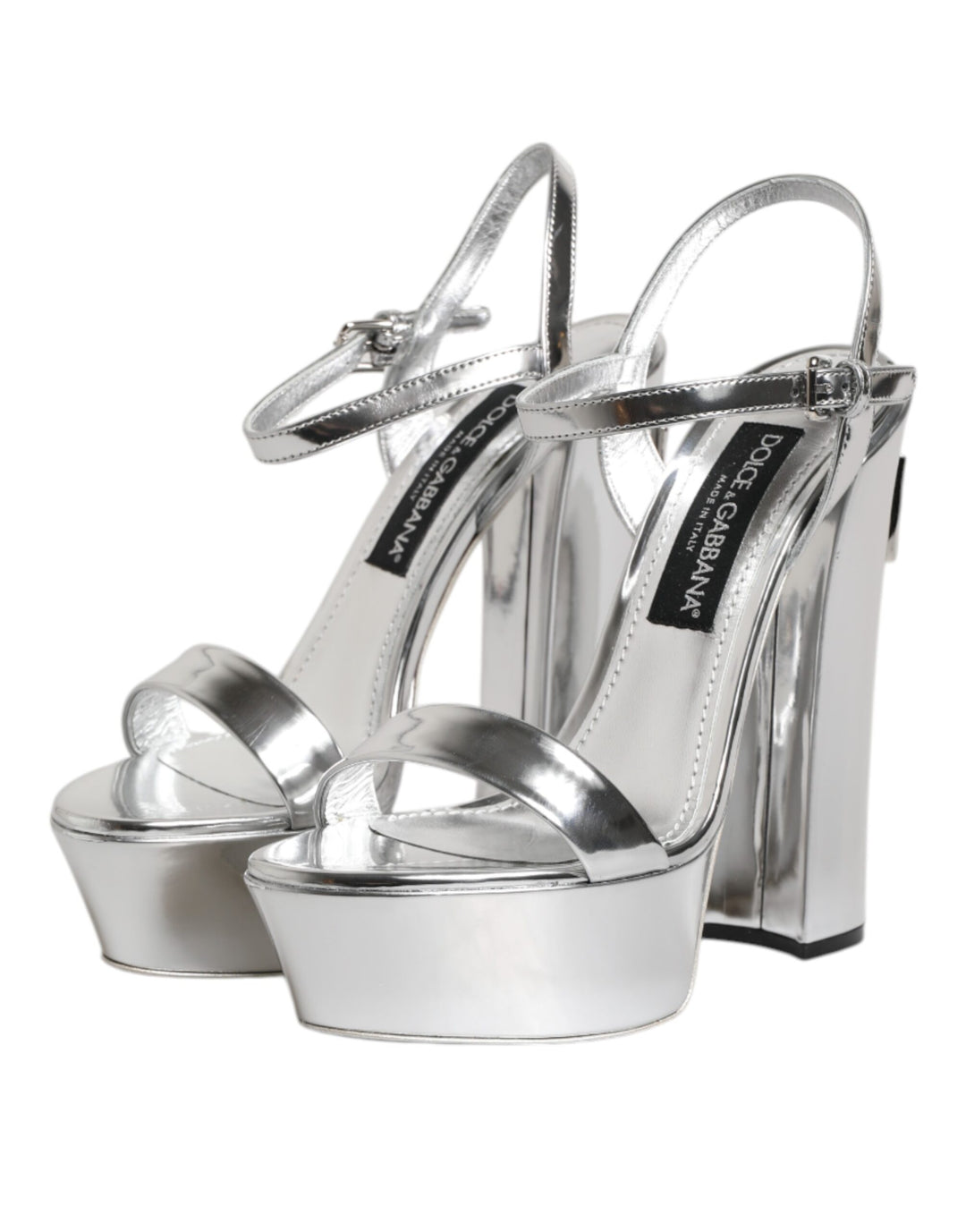 Silver Leather Platform Keira Sandals Shoes