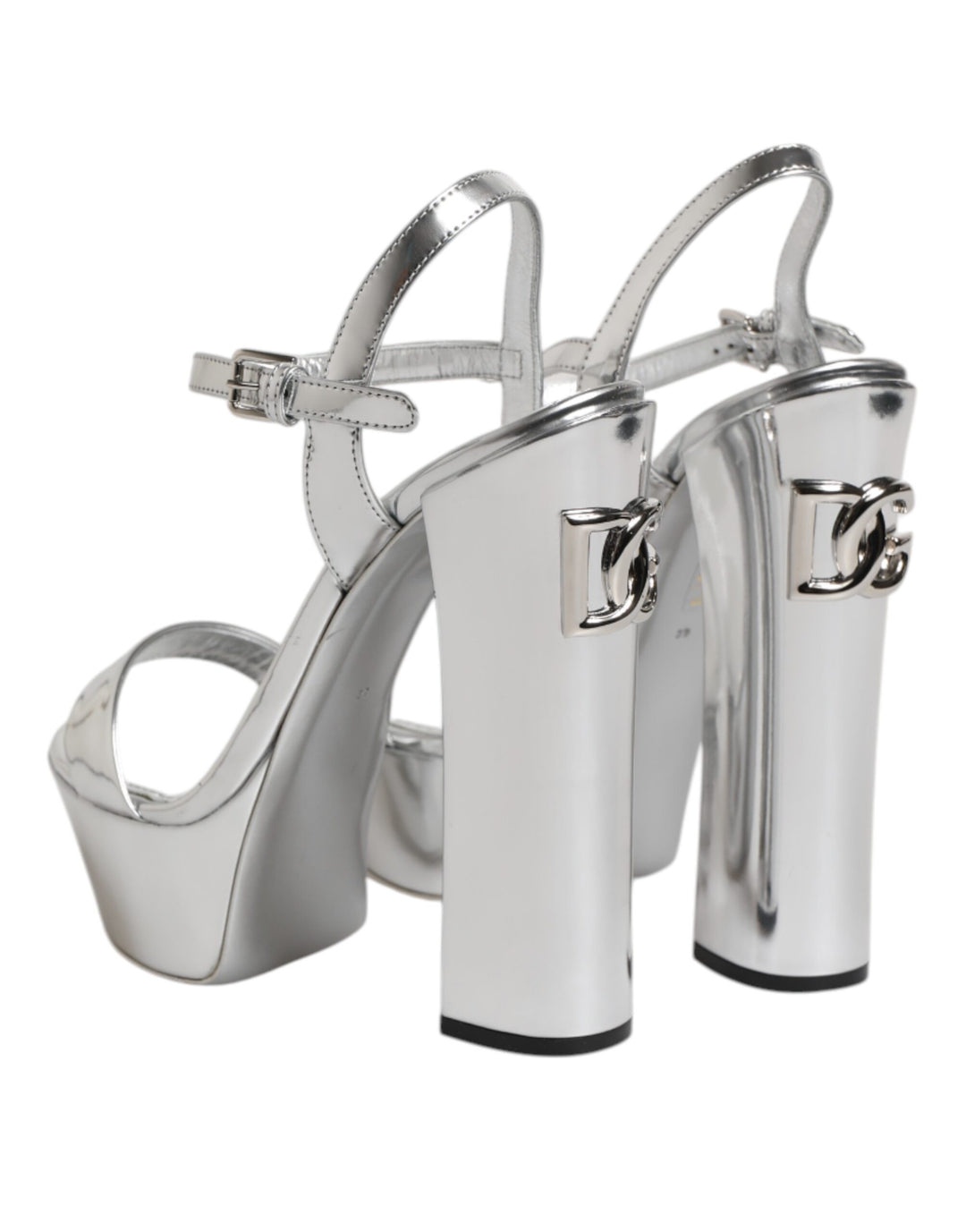 Silver Leather Platform Keira Sandals Shoes