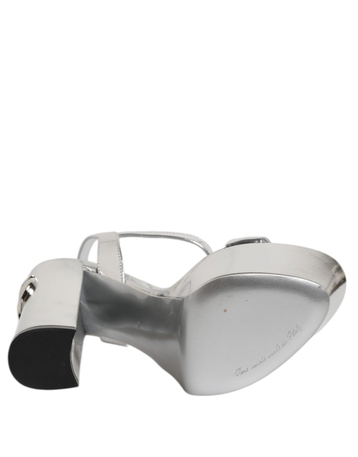 Silver Leather Platform Keira Sandals Shoes