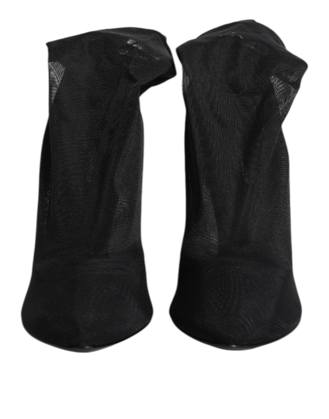 Black Silk Stretch Mesh Sock Boots Shoes
