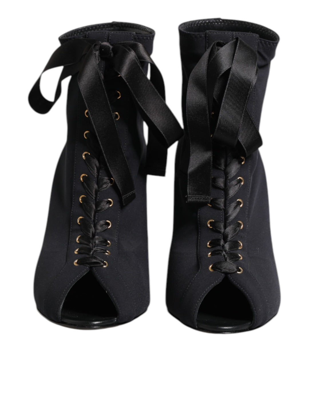 Black Stiletto Heels Lace Up Boots Shoes