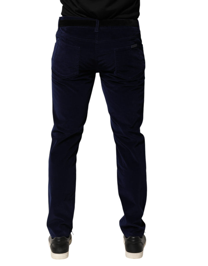 Navy Blue Cotton Tapered Formal Trouser Pants