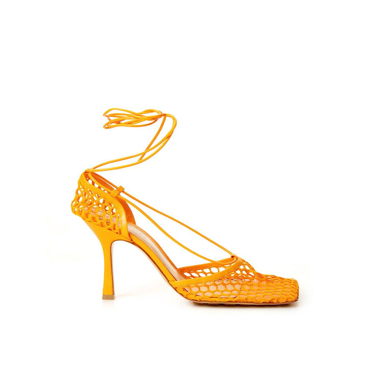 Orange Fabric And Leather Pump