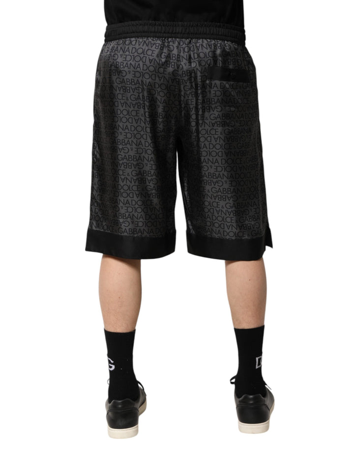 Gray Black Silk DG Logo Men Bermuda Shorts