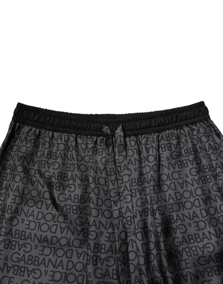 Gray Black Silk DG Logo Men Bermuda Shorts