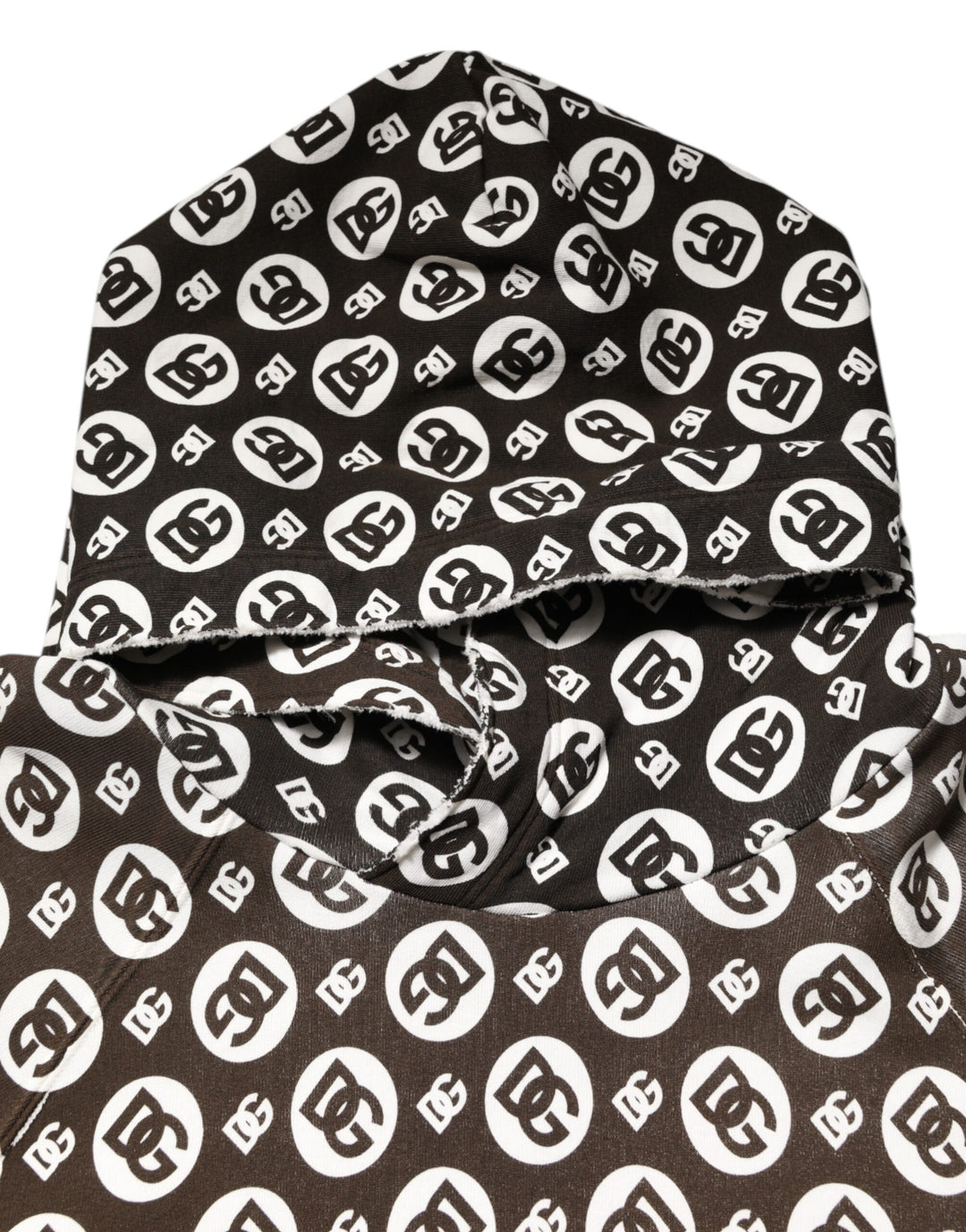 Brown White DG Logo Short Hoodie Sweater