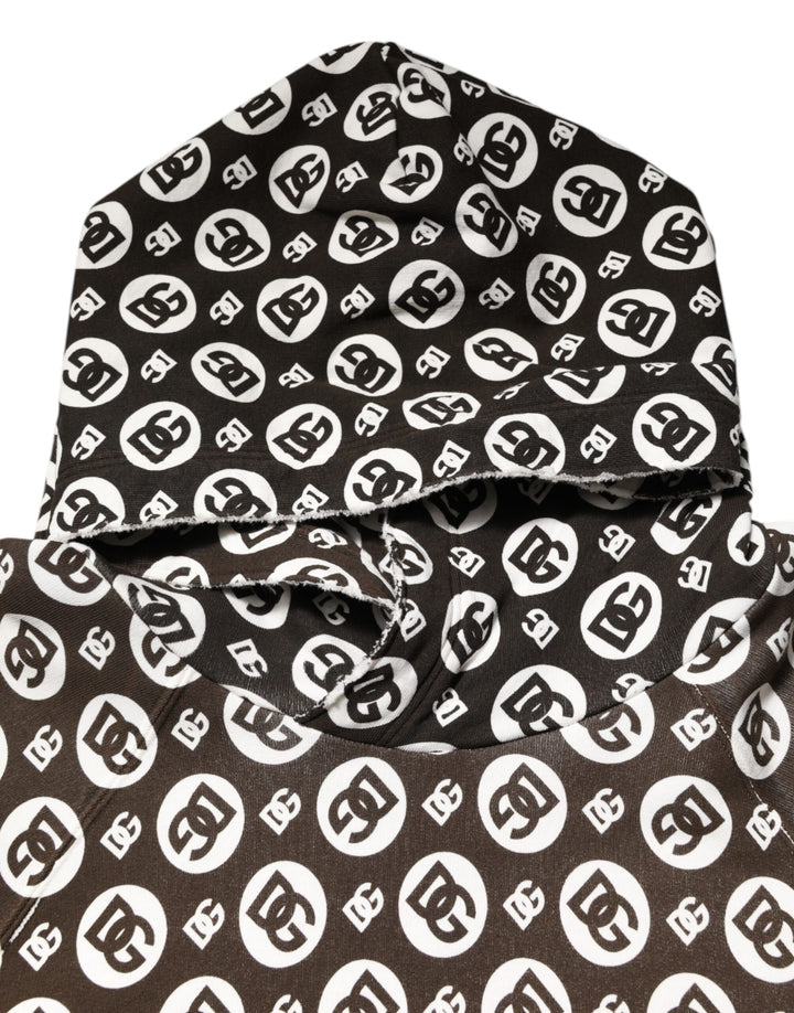 Brown White DG Logo Short Hoodie Sweater
