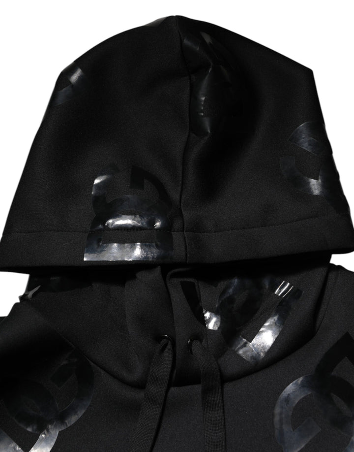 Black DG Logo Hoodie Metallic Print Sweater