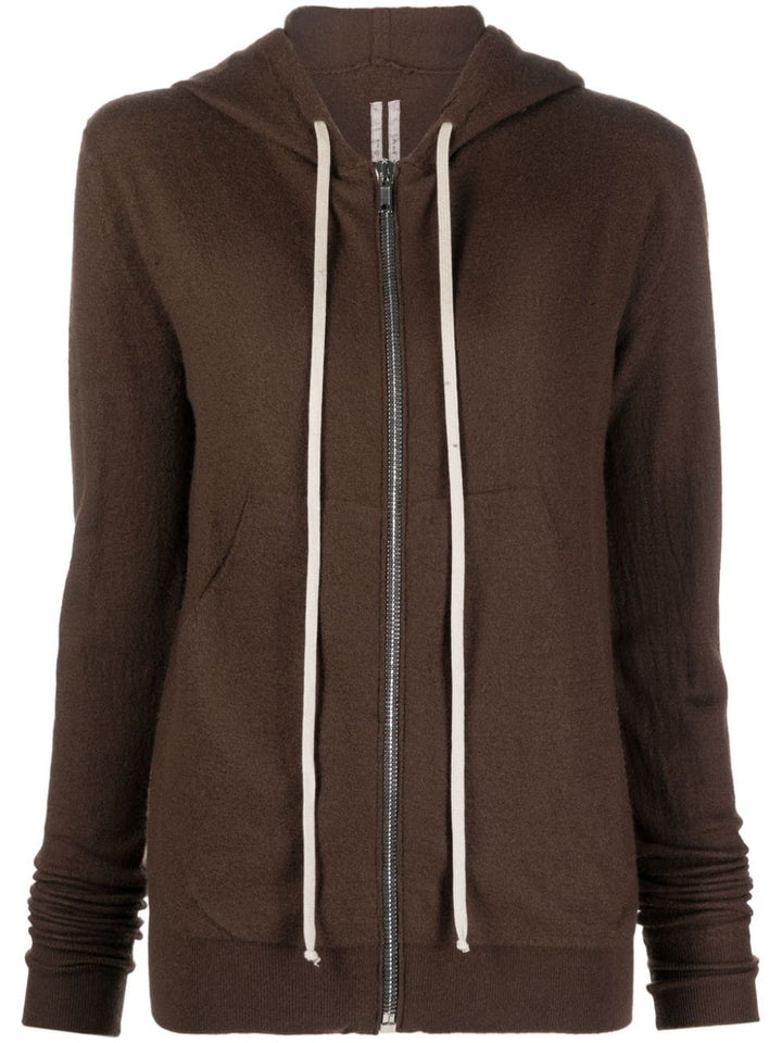 RICK OWENS zip-up cashmere hoodie-0