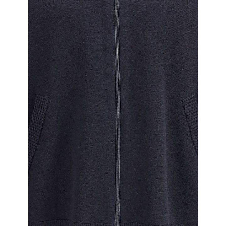 Double Face Full Zip Up Cardigan In Meri