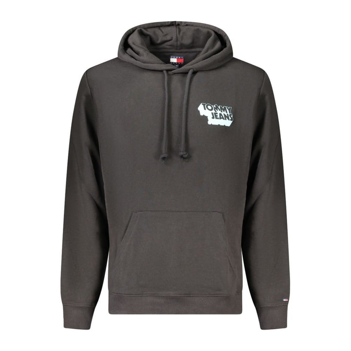 Black Cotton Men Hoodie