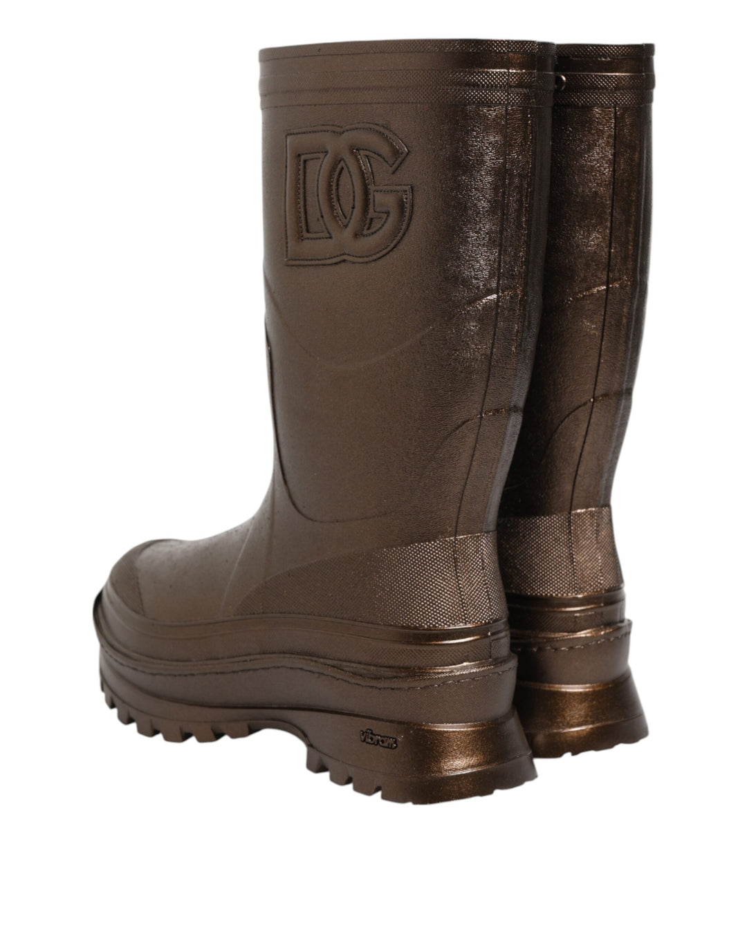 Metallic Bronze Pull On Rain Boots Shoes