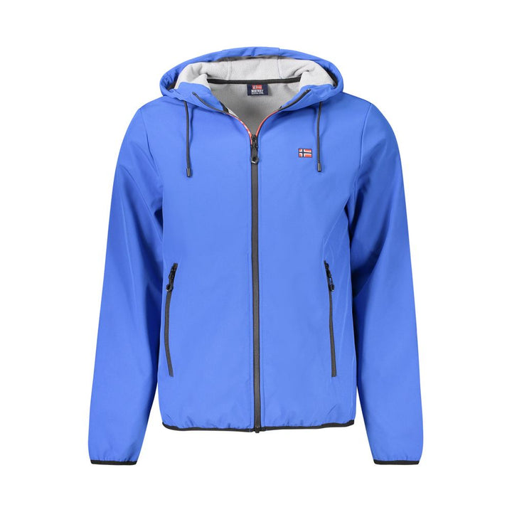 Blue Polyester Men Jacket