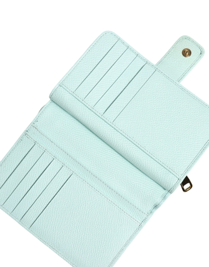 Mint Green Leather Bifold Continental Clutch Wallet