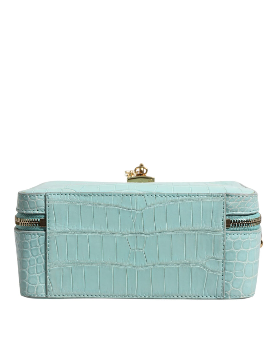 Mint Green Embossed Leather Padlock Shoulder Bag