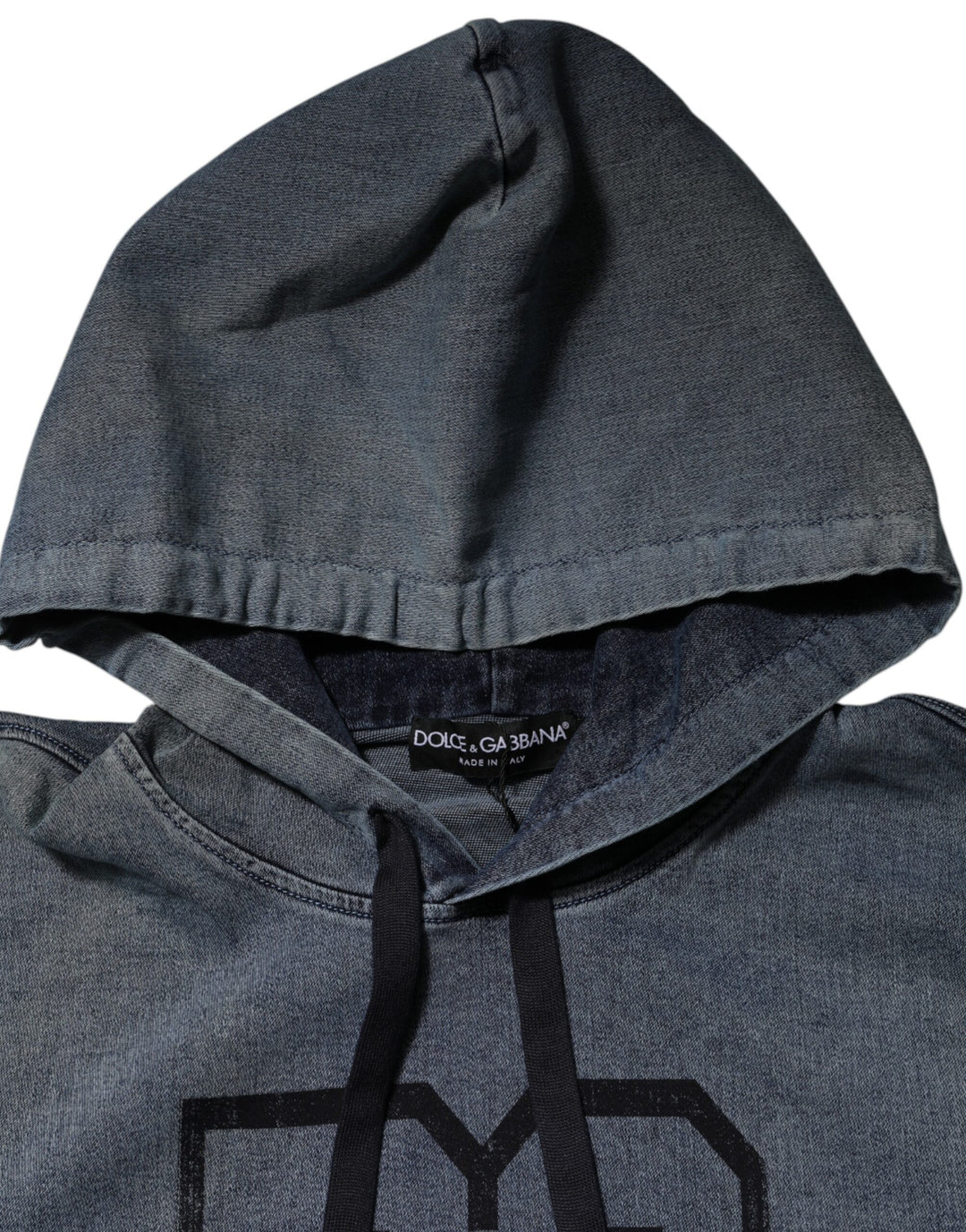 Blue Cotton Blend Hooded Sweatshirt Sweater