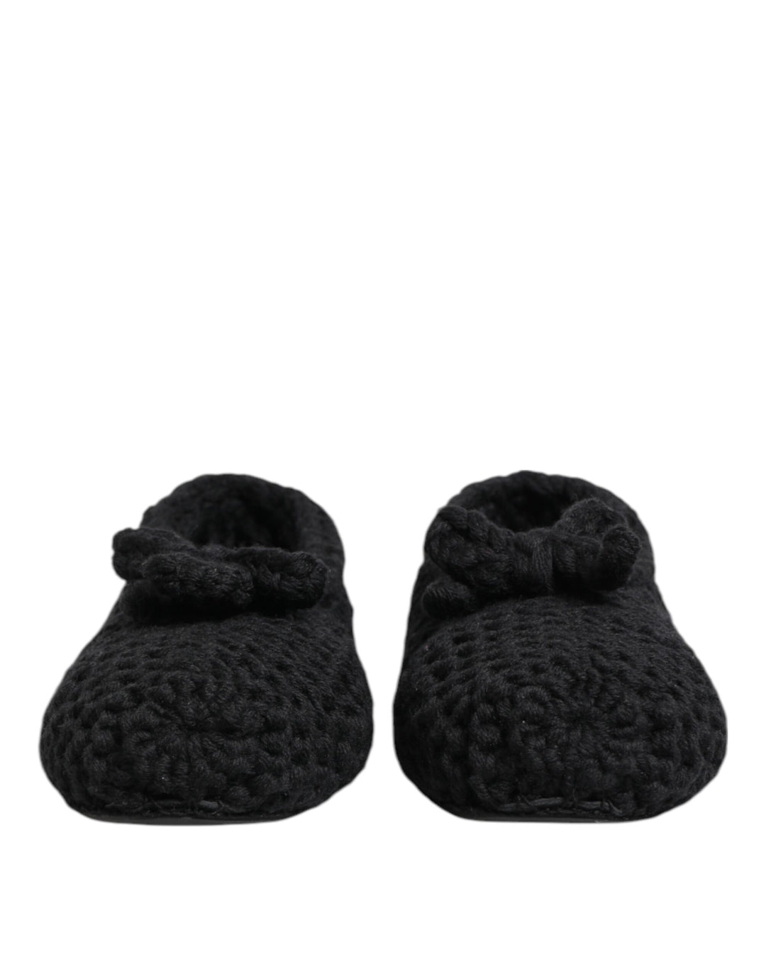 Black Wool Knit Slip On Ballerina Flats Shoes