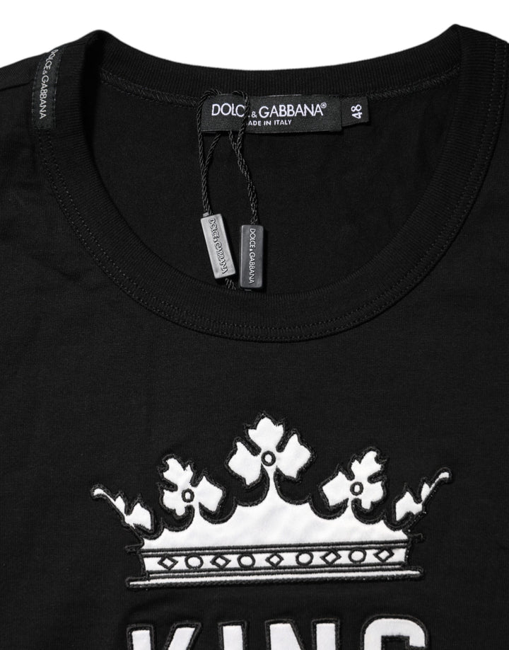 Black DG King Crown Cotton Crew Neck T-shirt
