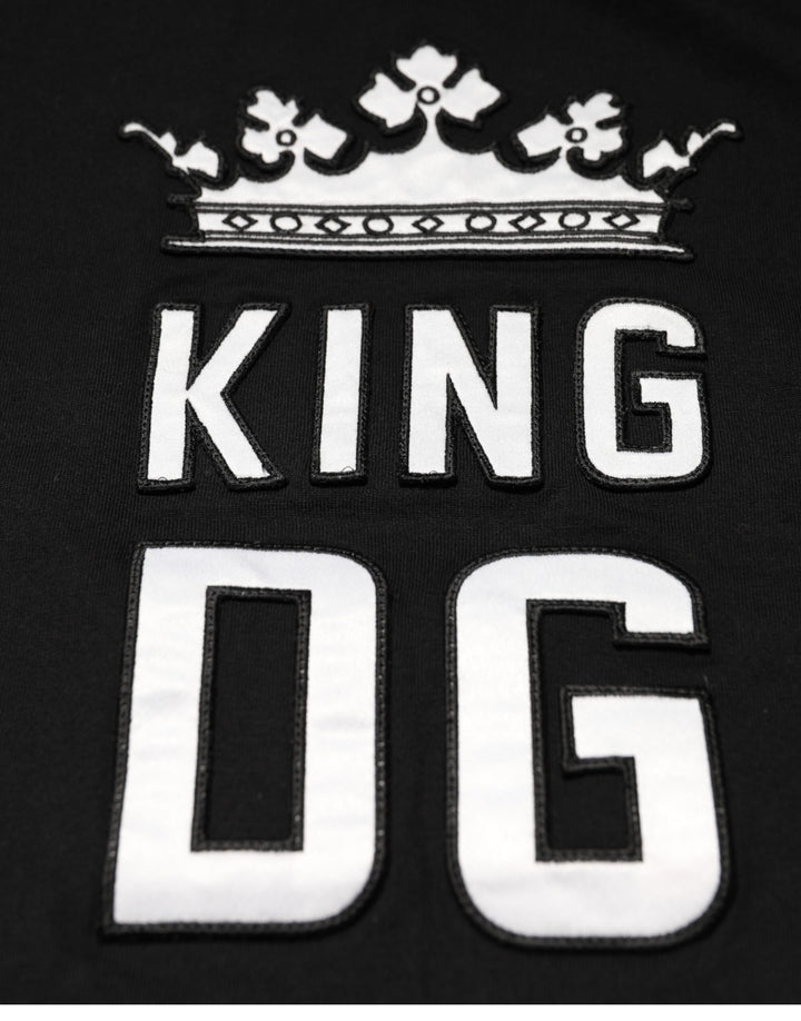Black DG King Crown Cotton Crew Neck T-shirt