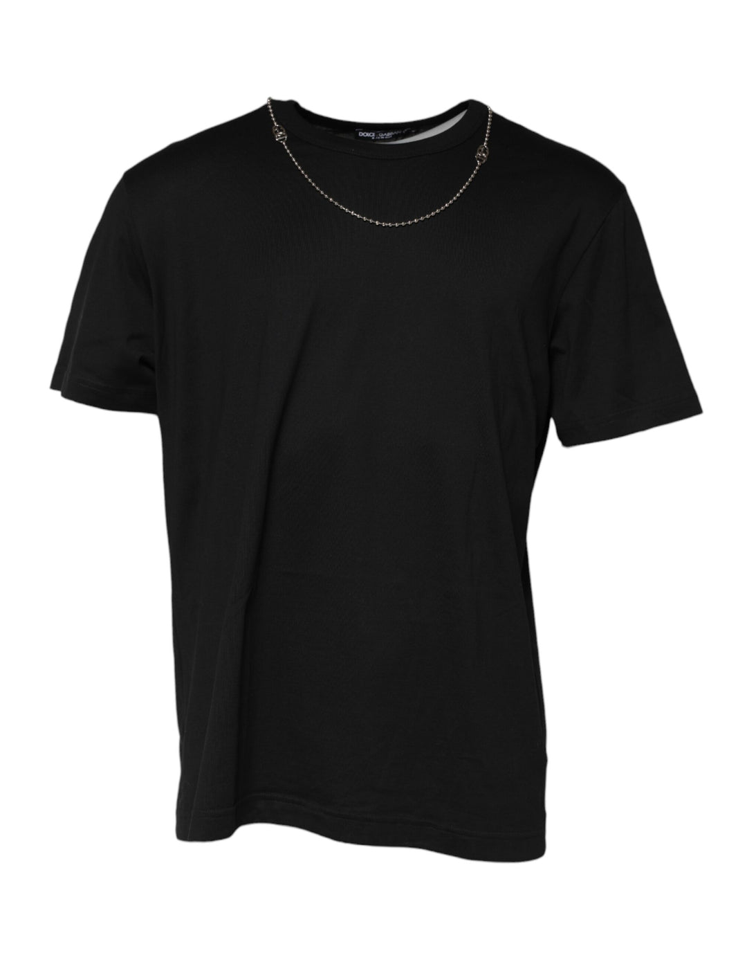 Black Chain Necklace Cotton Crewneck T-shirt