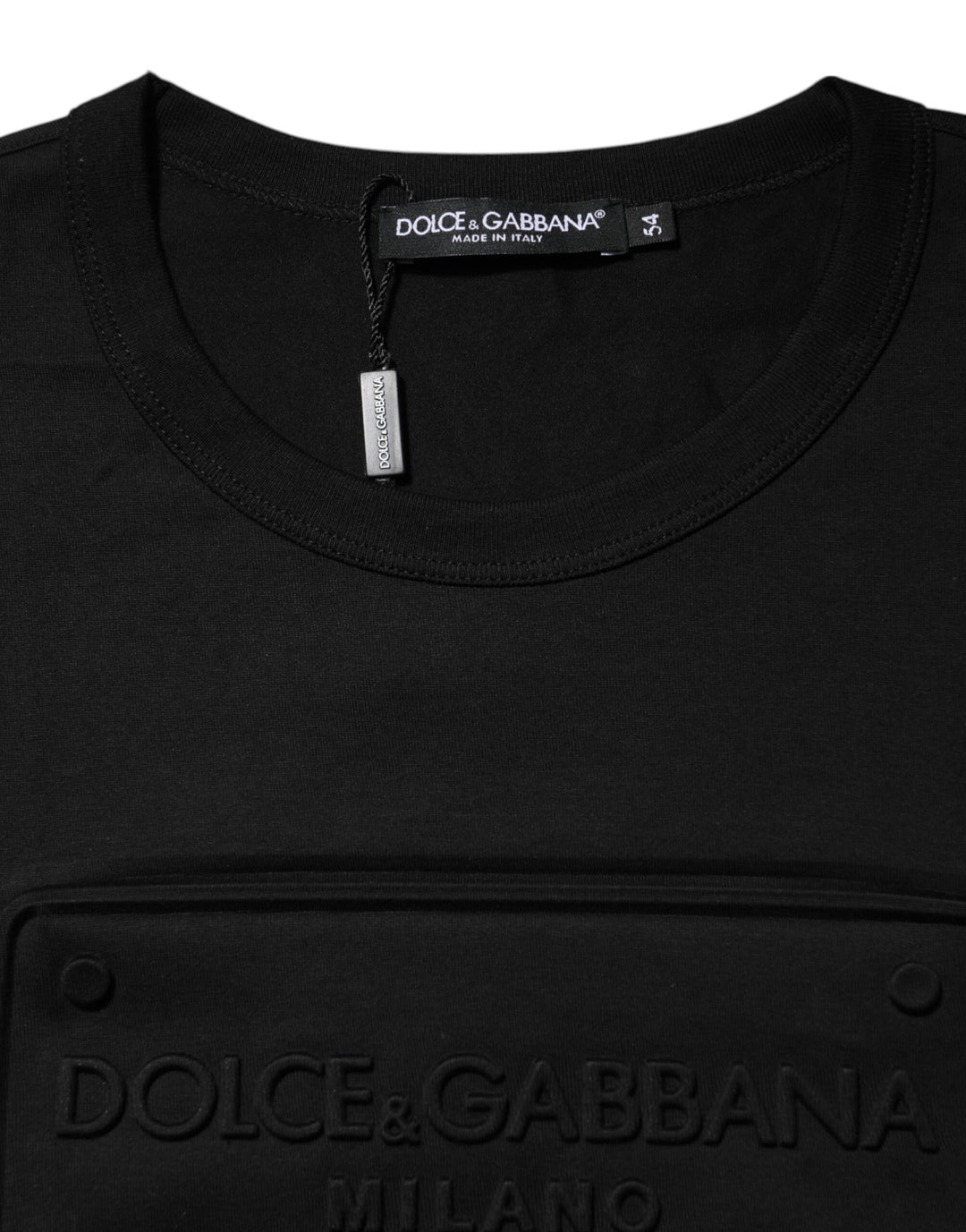 Dolce & Gabbana Black Embossed Logo Cotton Crew Neck T-shirt