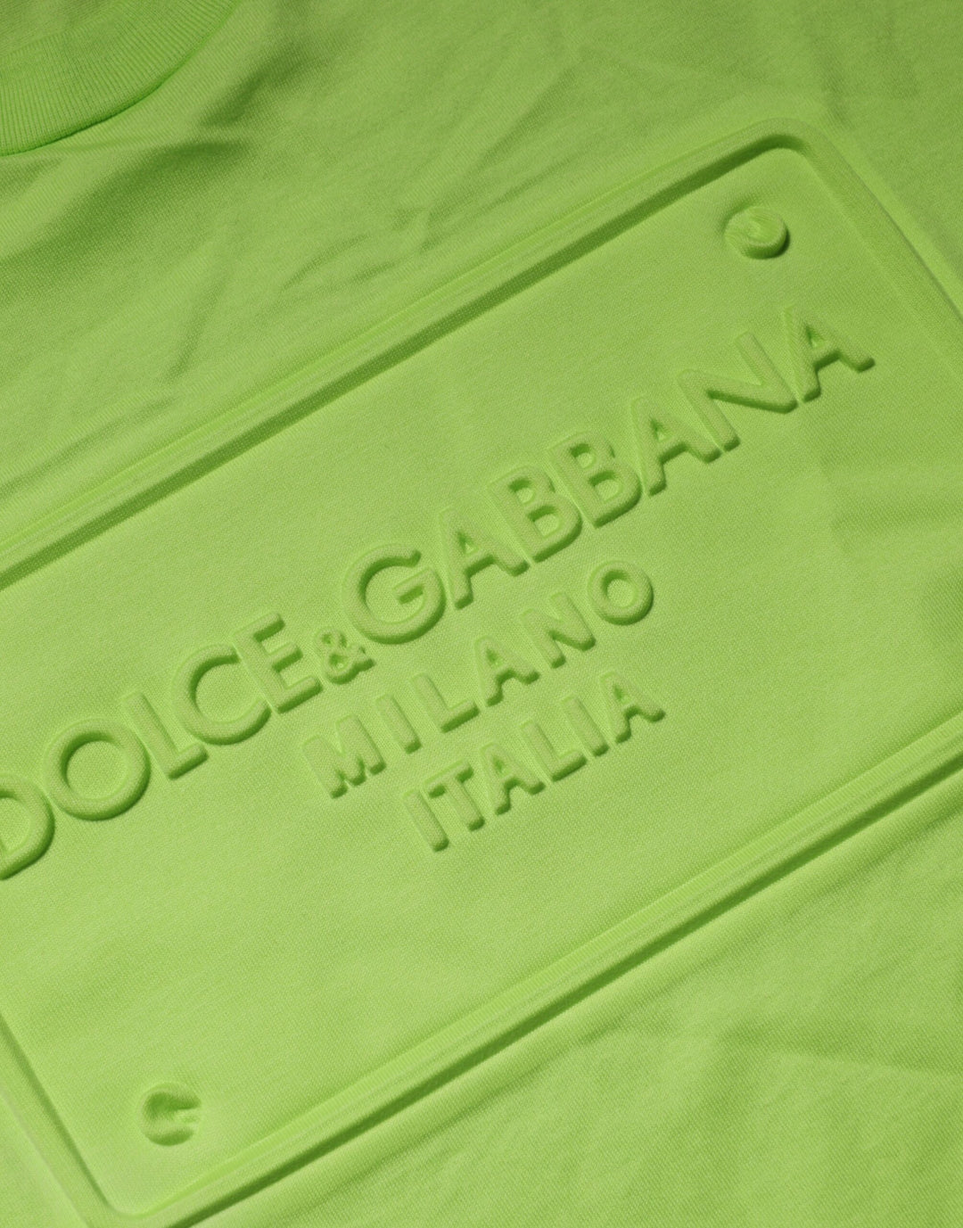 Green Embossed Logo Cotton Crew Neck T-shirt