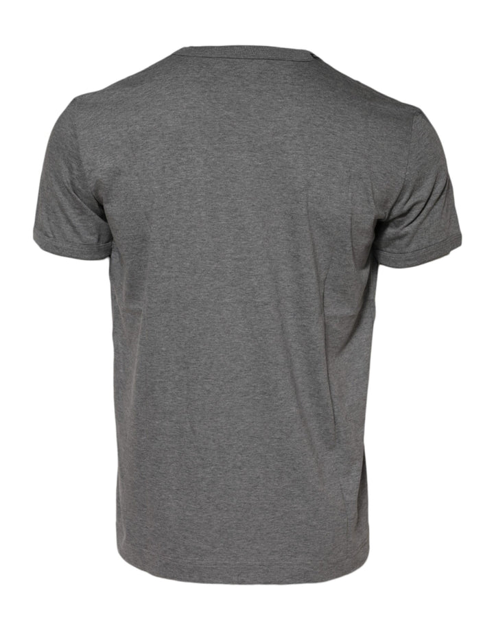 Gray Cotton Crew Neck Short Sleeves T-shirt