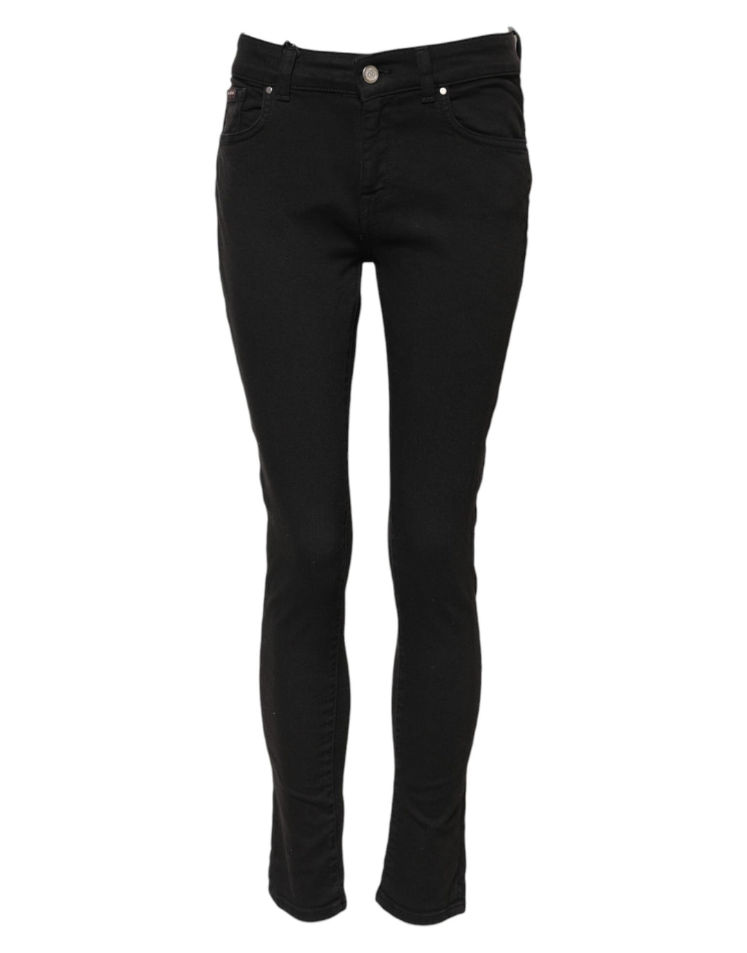 Black Cotton Skinny Mid Waist Denim Jeans